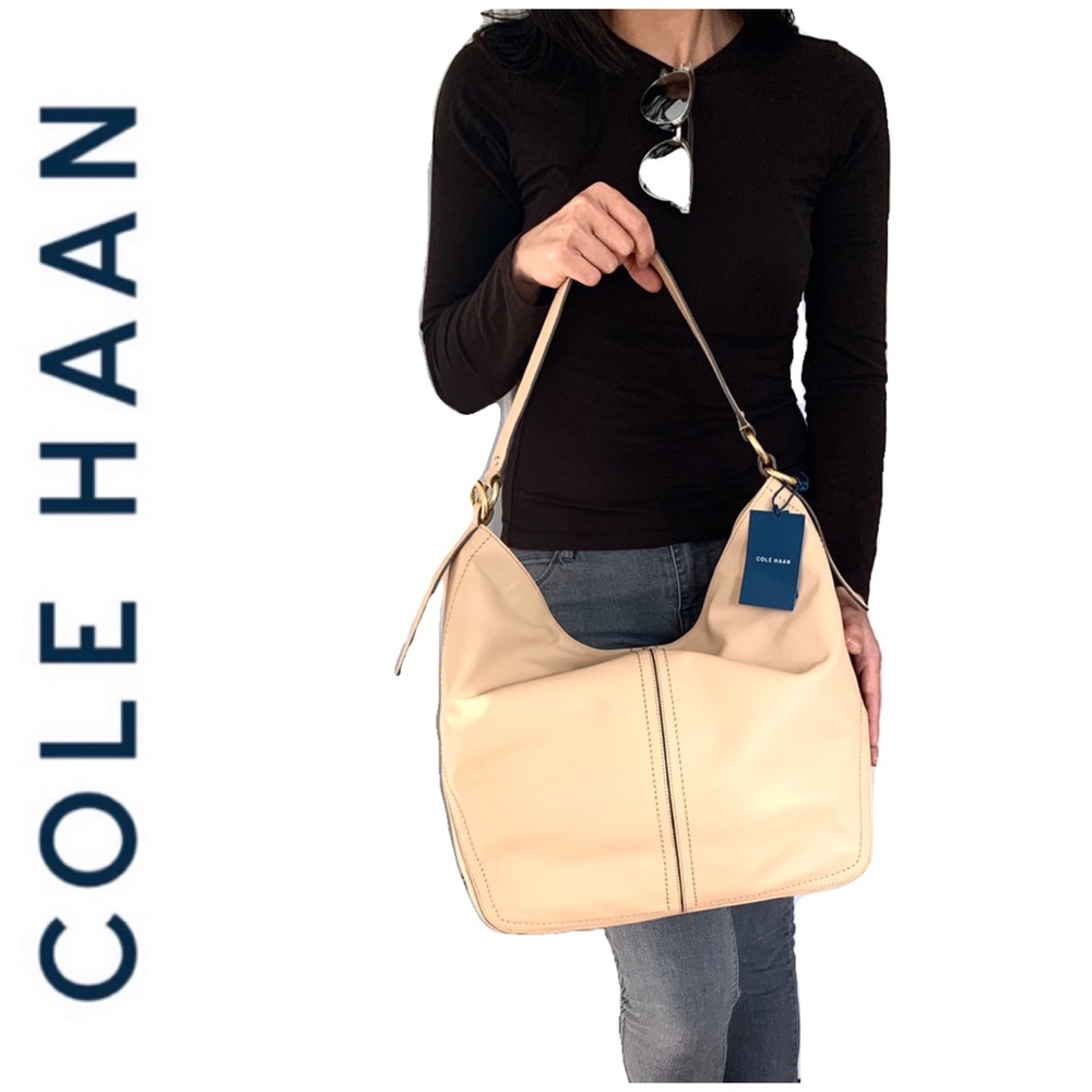 NWT Cole Haan genuine leather bucket hobo nude - Picture 4 of 8
